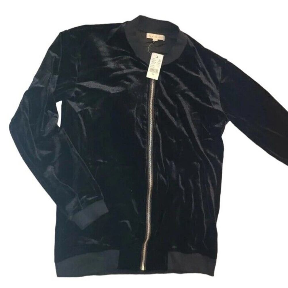 LA Hearts PacSun Black Velour Lightweight Zip up Jacket womens Size XS Y2K style